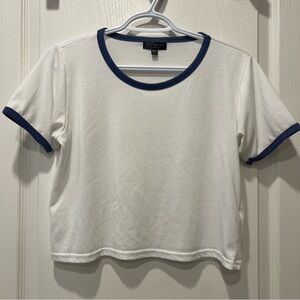 Topshop White and Blue Crop Top
